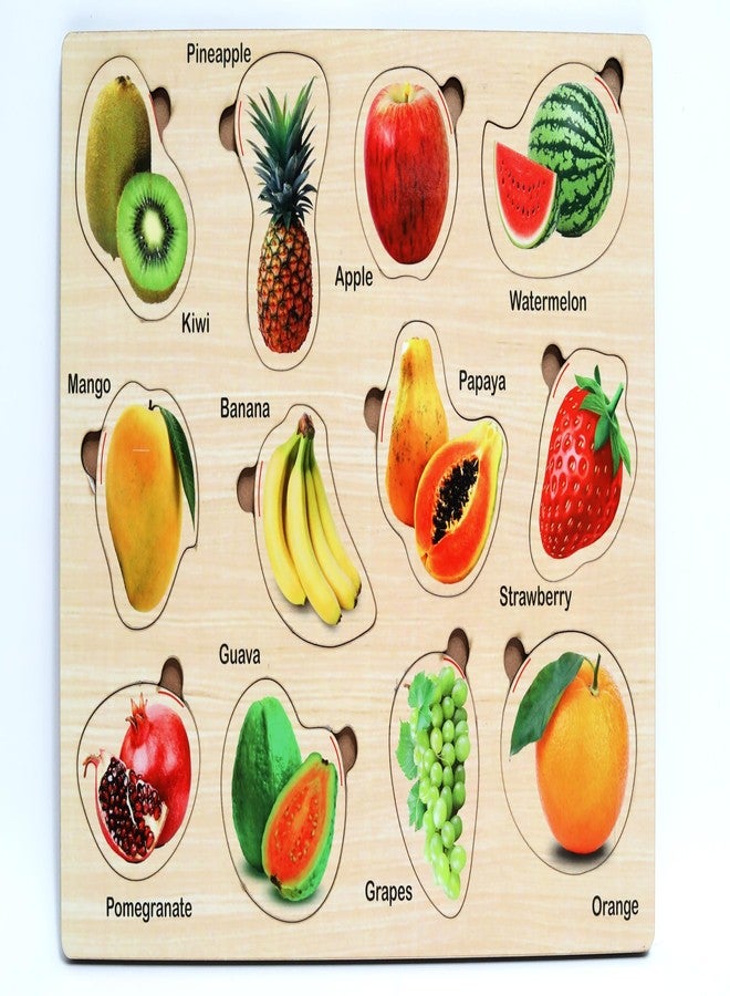 CRAFTICK Wooden Fruits Puzzle - Educational Fruits Shape Matching Toy for Kids (2+ Years, Multicolor) - Image 2